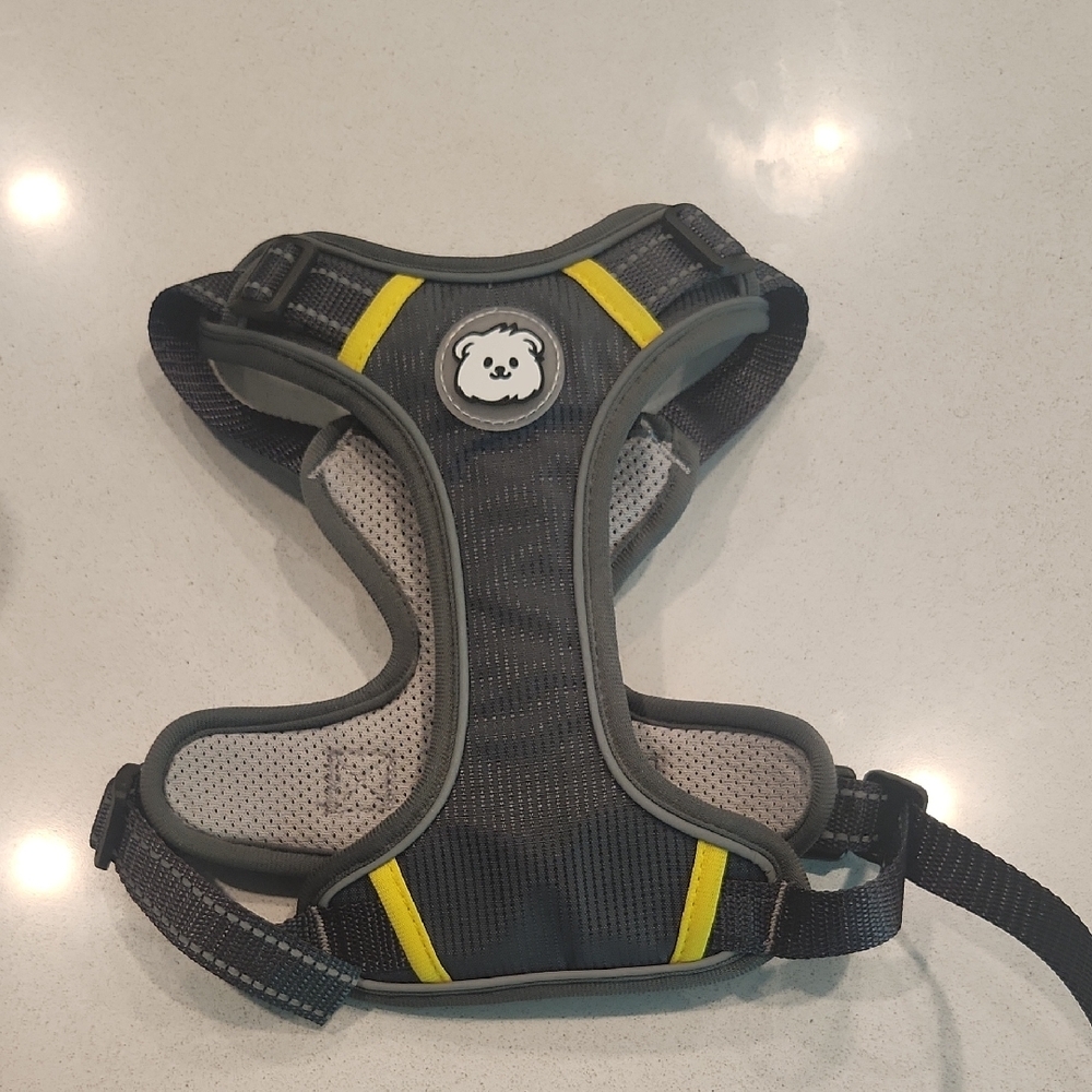 Gray and Yellow Dog Harness, New!